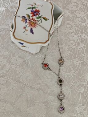 Multicolor Glass Stones BVLGARI Stainless Y-necklace